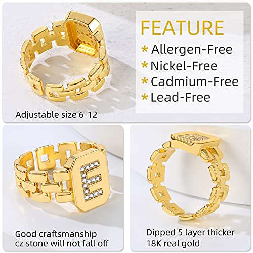 GoldChic Sello Anillo Oro Dedo de Amistad con Inicial de Nombre Anillo de Letra F Anillo Banda Hombre Dorado Pareja Regalo Navidad Reyes Magos