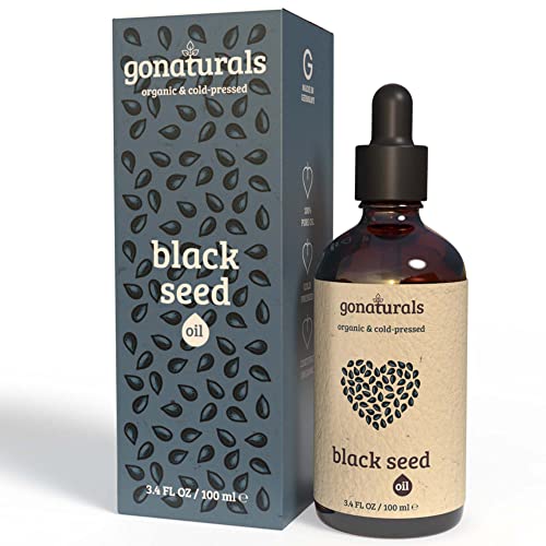 GoNaturals Aceite de Comino Negro 100% Puro Prensado en Frío - Organic Black Seed Oil, Aceite Vegetal Nigella Sativa - Aceite de Grosella Negra para Cuidado Piel y Cabello - Aceite Comino Negro, 100ml