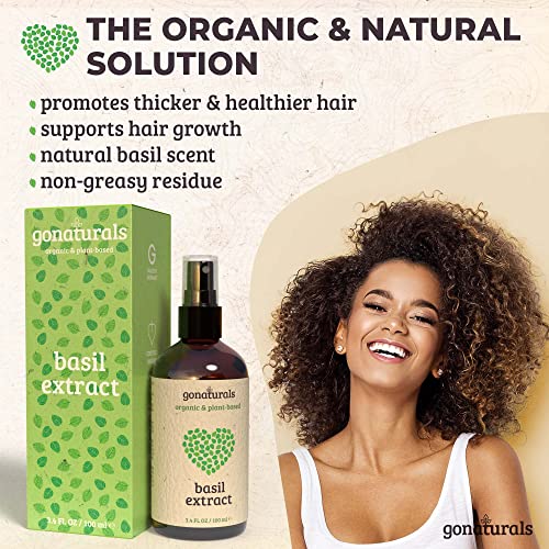 GoNaturals Tratamiento Capilar con Extracto de Albahaca - Spray Pelo Orgánico y Natural, Tratamiento Hidratante Cabello - Hidratacion Profunda Cabello Seco y Dañado - Alternativa a la Ronquina, 100ml