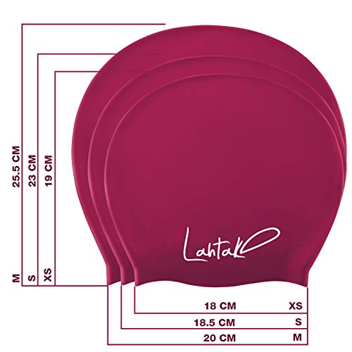 Gorro de Natación para Pelo Largo Infantil - Gorro de Baño para Niños y Adolescentes con Rastas o Pelo Largo y Rizado - Gorro de Piscina de Silicona 100% Hipoalergénica Impermeable (Vino Windsor S)