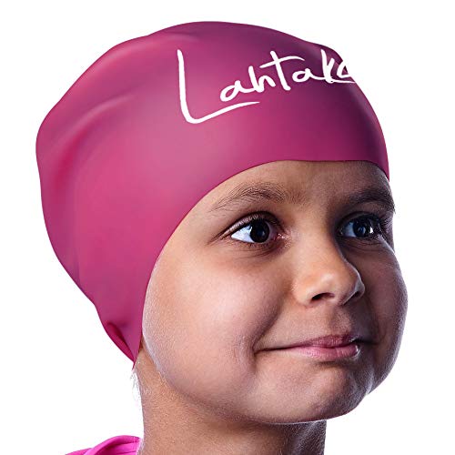 Gorro de Natación para Pelo Largo Infantil - Gorro de Baño para Niños y Adolescentes con Rastas o Pelo Largo y Rizado - Gorro de Piscina de Silicona 100% Hipoalergénica Impermeable (Vino Windsor S)