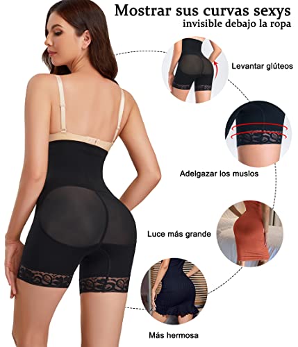Gotoly Braga Faja Pantalón Reductora Mujer Braga Cintura Alta Reductora Control de Barriga Levanta Glúteos Shapewear Lencería Moldeadora Body Shaper Braguitas Moldeadoras con Cremallera (Negro, M)