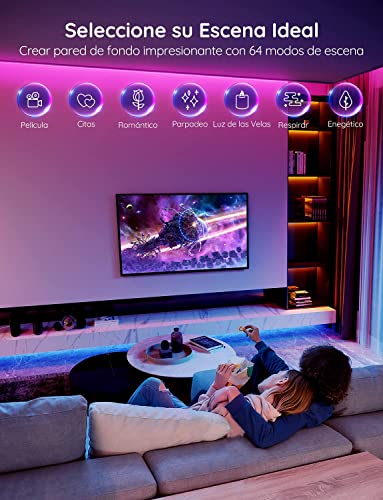 Govee Tiras LED 10M, Luces LED Bluetooth Control de App con 64 Modos de Escena y Sincronización de Música, Tira LED RGB para Habitacion, Cocina, Fiesta, Bricolaje, Decoración del Hogar