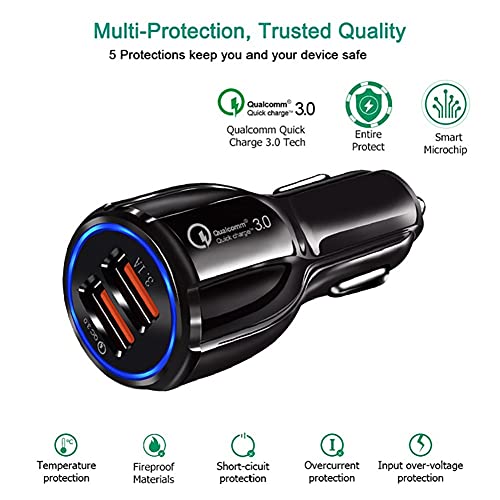 GPISEN Quick Charge 3.0 Cargador de Rapida Doble Puerto 5.4A/30W (QC 3.0 3A + Smart IC 2.4A) USB Adaptador con 3 en 1 Multi Cable de Carga Compatible con Todos Los Smartphones