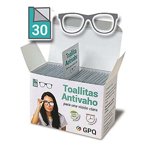 GPQ - Toallitas Antivaho para Gafas | Húmedas y Desechables | 30 Unidades | Aptas para Pantallas de protección, Máscaras de buceo, Viseras de casco, Ópticas de cámaras