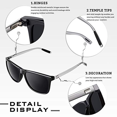 GQUEEN Gafas de sol Mujer Hombre Polarizadas Al-Mg Clásico Retro UV400 GQ33
