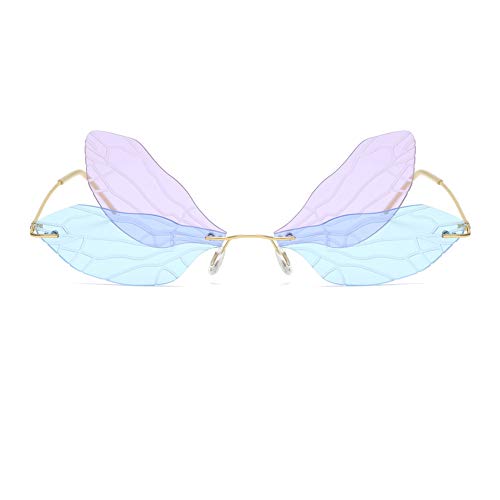 Grainas Gafas de sol mariposa sin montura Gafas de sol Eye Eyewear Metal Frame Gafas UV400