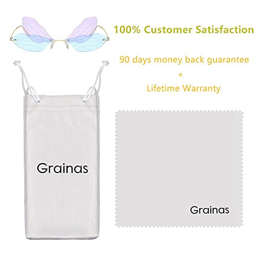 Grainas Gafas de sol mariposa sin montura Gafas de sol Eye Eyewear Metal Frame Gafas UV400