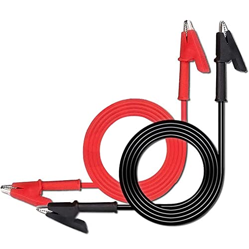 Greluma 2 pinzas de cocodrilo, cables de prueba, cable de cocodrilo de doble extremo con pinzas aislantes, cable de cobre flexible de prueba para pruebas eléctricas, 3,3 pies / 1 m