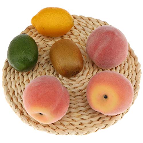 Gresorth 6pcs Artificiales Melocotón Falso Fruta Decoracion Natural Comida Modelo Realista Casa Fiesta Decorativos Herramienta Accesorios