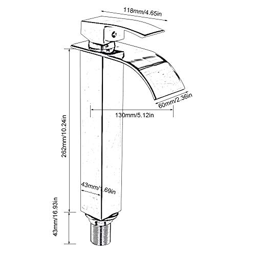 Grifo de lavabo Cascada, Grifo monomando para fregadero de baño, agua fría disponible, estilo moderno, cromado (alto, dorado)