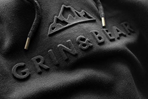 Grin&Bear Sudadera con capucha para hombre, corte ajustado, con logotipo de diseño estampado GEC540 Negro M