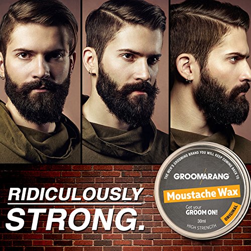 Groomarang - Cera para bigote (30 ml), diseño extra fuerte para dar forma y nutrir a tu bigote y barba, 100 % natural, orgánico, no probado en animales, regalo para él