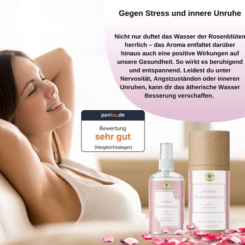 Grüne Valerie Agua de Rosas de Damasco pura 300 ML sin alcohol y sin conservantes - Grado A + 100% de calidad de alimentos naturales