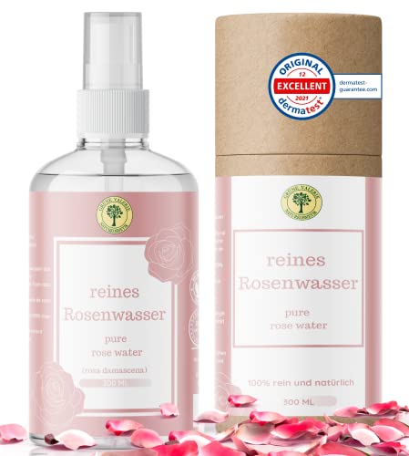 Grüne Valerie Agua de Rosas de Damasco pura 300 ML sin alcohol y sin conservantes - Grado A + 100% de calidad de alimentos naturales