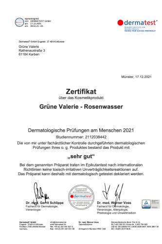 Grüne Valerie Agua de Rosas de Damasco pura 300 ML sin alcohol y sin conservantes - Grado A + 100% de calidad de alimentos naturales