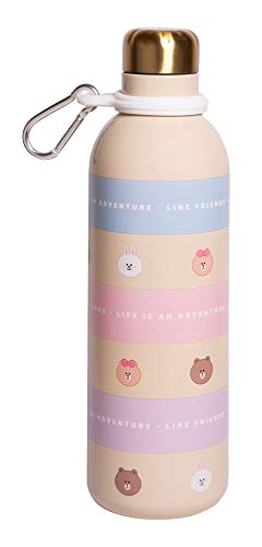 Grupo Erik Botella de Agua Acero Inoxidable con mosquetón Line Friends, 500 ml