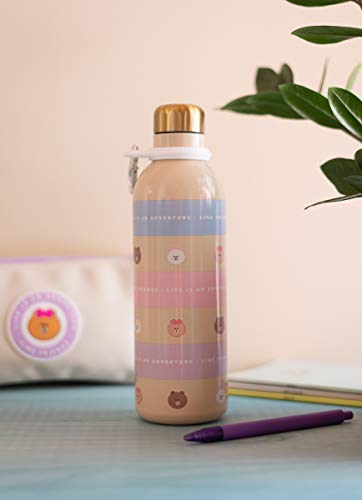 Grupo Erik Botella de Agua Acero Inoxidable con mosquetón Line Friends, 500 ml