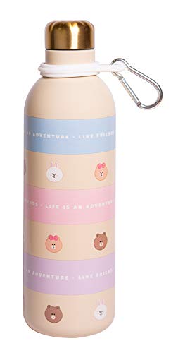 Grupo Erik Botella de Agua Acero Inoxidable con mosquetón Line Friends, 500 ml