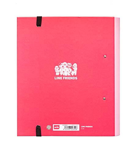 Grupo Erik - Carpeta 2 anillas troquelada premium Line Friends, A4, 32x26 cm