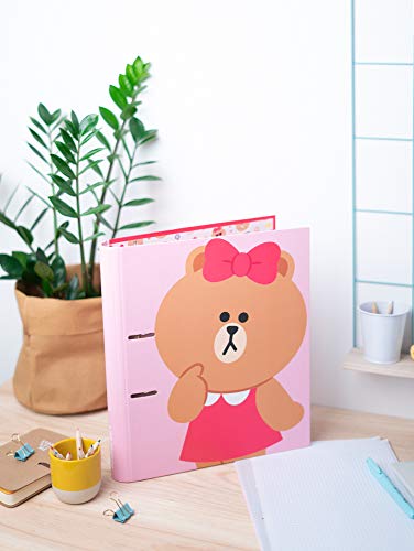 Grupo Erik - Carpeta 2 anillas troquelada premium Line Friends, A4, 32x26 cm