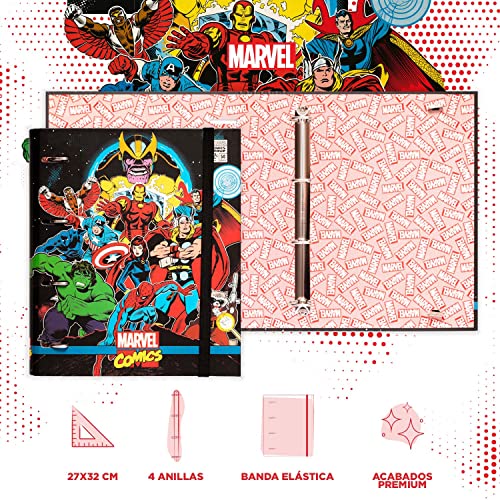 Grupo Erik - Carpeta 4 anillas troquelada premium Los Vengadores, Marvel Comics, 32x26 cm