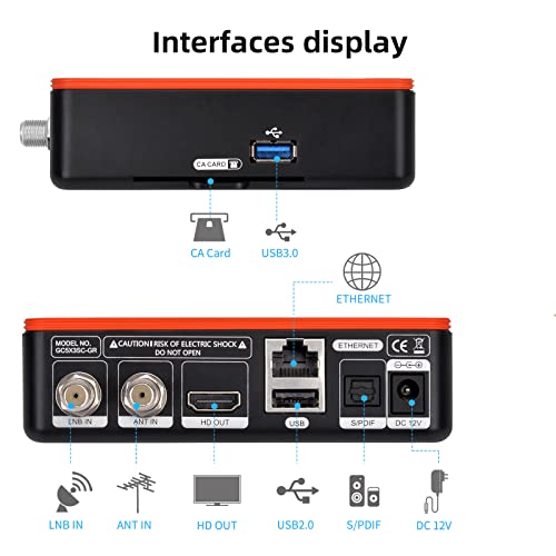 GT MEDIA GT Combo Decodificador de Satelite para TV Digital Terrestre Receptores 4K, Soporta DVB-T2 + S2X + Cable, H.265 Hevc 10bit PVR con WiFi / SCART / HDMI