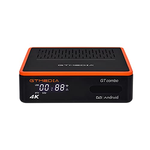 GT MEDIA GT Combo Decodificador de Satelite para TV Digital Terrestre Receptores 4K, Soporta DVB-T2 + S2X + Cable, H.265 Hevc 10bit PVR con WiFi / SCART / HDMI