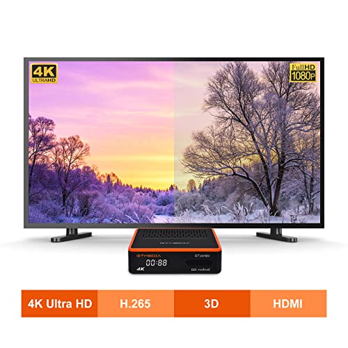 GTMEDIA GT Combo 4K Ultra HD Decodificador Receptor de Satélite DVB-S/S2/S2X+ T/T2/Cable/ISDBT Receptor de TV, HEVC main10Bit, Compatible con Auto BISS/T2MI/Gtshare/Dual WiFi/Youtube/USB