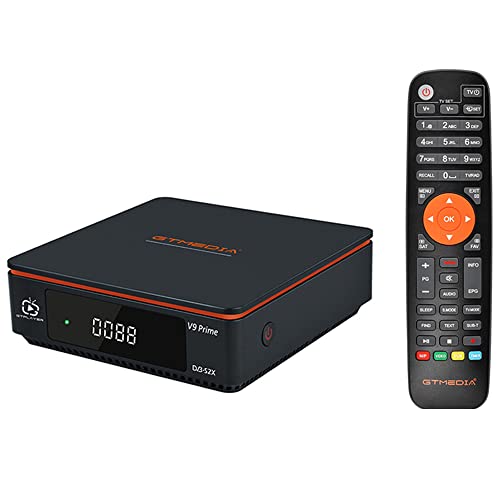 GTMEDIA V9 Prime Decodificador Satelite,DVB-S/S2/S2X 2.4G WiFi Incorporado Receptor Satelite Soporta PVR/T2-MI/Biss Auto Roll/AVS+/VCM/ACM,H.265 1080P Full HD IPTV,HEVC 10 Bits, Cccam, Newcam, youtube