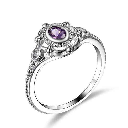 Gualiy Anillos chapados en oro blanco para mujer, banda de comodidad para mujer, estilo vintage con incrustaciones de circonita cúbica, tamaño 6-10, circonita,