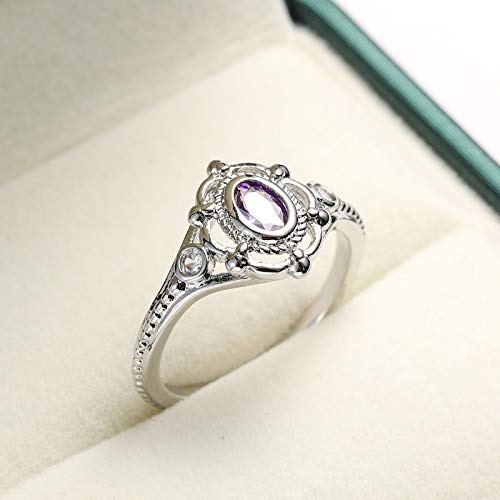 Gualiy Anillos chapados en oro blanco para mujer, banda de comodidad para mujer, estilo vintage con incrustaciones de circonita cúbica, tamaño 6-10, circonita,