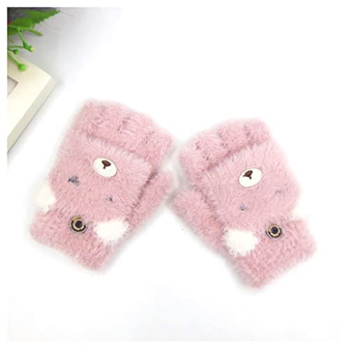 Guantes De Invierno Guantes convertibles en invierno Flip Top Mittens con el oso de los niños Mink Down Fur Touch Pantalla Táctil MEJOROS GUANTES CALIENTES Adecuado Para Senderismo, Conducción, Correr