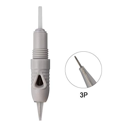 Guapa 50 Piezas D1P 1P 3P 5P 5F 7F Aguja de Cartucho Desechable Aguja de Tatuaje de Maquillaje Permanente para Liberty y Charmant Machine (3P)