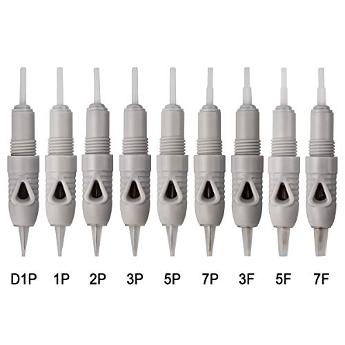 Guapa 50 Piezas D1P 1P 3P 5P 5F 7F Aguja de Cartucho Desechable Aguja de Tatuaje de Maquillaje Permanente para Liberty y Charmant Machine (3P)