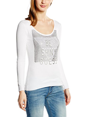 Guess LS RN Daria SWTR Camiseta térmica, Blanco, L para Mujer