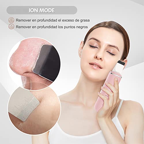 GUGUG Depurador de piel facial, depurador portátil de poros, espátula facial con 4 modos, raspador de puntos negros para limpieza profunda facial, 2 cubiertas de silicona incluidas