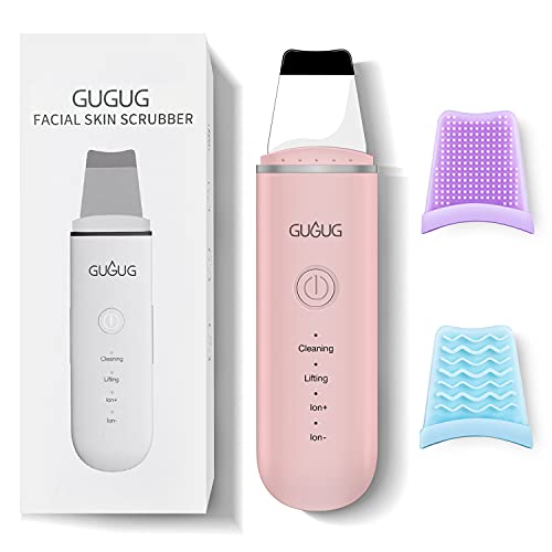 GUGUG Depurador de piel facial, depurador portátil de poros, espátula facial con 4 modos, raspador de puntos negros para limpieza profunda facial, 2 cubiertas de silicona incluidas