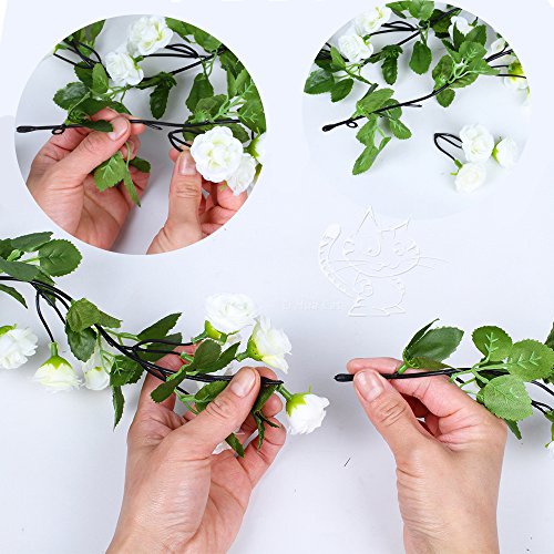 Guirnalda de rosas artificiales, rosas con hojas verdes, 3 unidades, 160 cm de guirnalda de flores para decoración en bodas en casa.