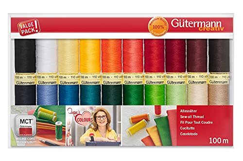 Gutermann 734610-1 Juego de Hilos para Coser (100 m x carretes de 20 Unidades), Brights populares