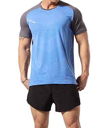 GYMAPE - Camiseta deportiva de manga corta para hombre, transpirable y cómoda, para correr, entrenar o ir al gimnasio, de secado rápido
