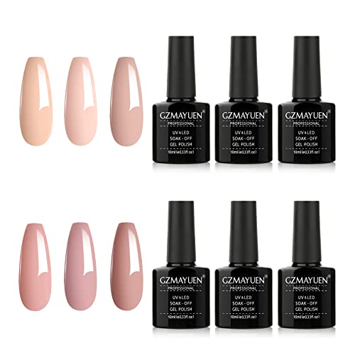 GZMAYUEN Esmaltes Semipermanentes de Uñas Gel UV Color Nude Pastel Desnudo Esmalte Gel Nail Polish Kit Uñas de Gel Gellack Shellac Francesa Manicura
