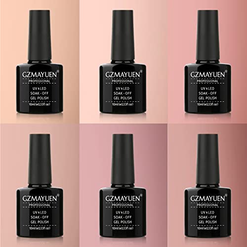 GZMAYUEN Esmaltes Semipermanentes de Uñas Gel UV Color Nude Pastel Desnudo Esmalte Gel Nail Polish Kit Uñas de Gel Gellack Shellac Francesa Manicura