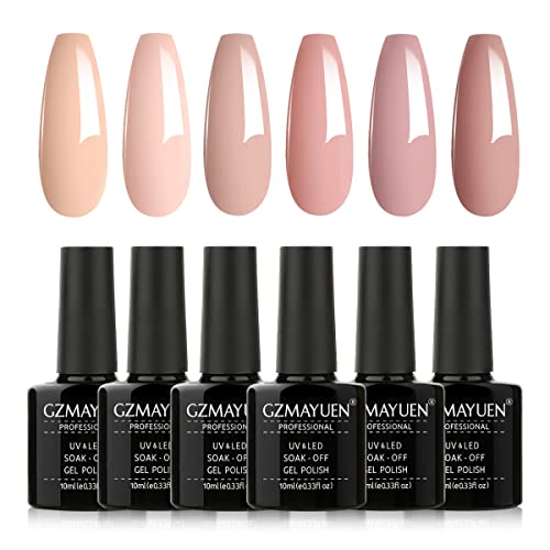 GZMAYUEN Esmaltes Semipermanentes de Uñas Gel UV Color Nude Pastel Desnudo Esmalte Gel Nail Polish Kit Uñas de Gel Gellack Shellac Francesa Manicura