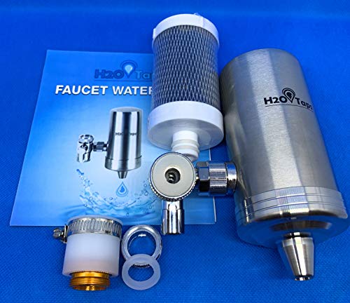 H2O Taps Filtro de Agua para Grifo | Acero Inoxidable | Filtra Cloro, Plomo y Elimina Mal Olor y Sabor del Agua | Sistema de Filtración de Agua con Diseño Elegante | La Elección Duradera