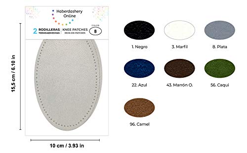 Haberdashery Online 2 rodilleras piel color Negro. Coderas para proteger tu ropa y reparación de pantalones, chaquetas, jerseys, camisas, blusas. 16 x 10 cm. Ref. RSP1