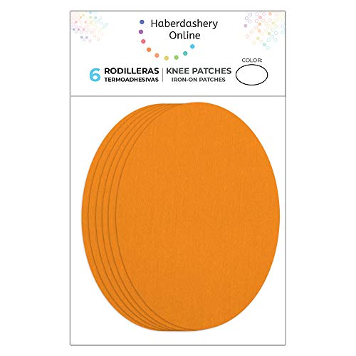 Haberdashery Online 6 rodilleras niños color Naranja termoadhesivas de plancha. Coderas para proteger tu ropa y reparación de pantalones, chaquetas, jerseys, camisas. 10,5 x 8 cm. Ref. 71. Naranja