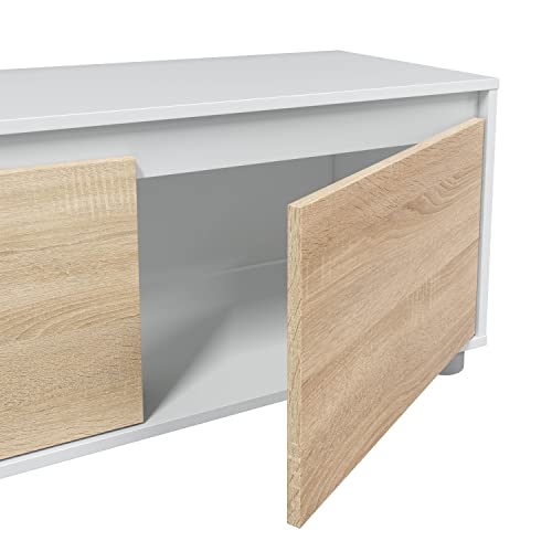 Habitdesign Mueble de Salon Moderno, Modulos de Comedor, Modelo Alida, Acabado en Blanco Artik y Roble Canadian, Medidas: 200 cm (Ancho) x 43 cm (Alto) 41 cm (Fondo)