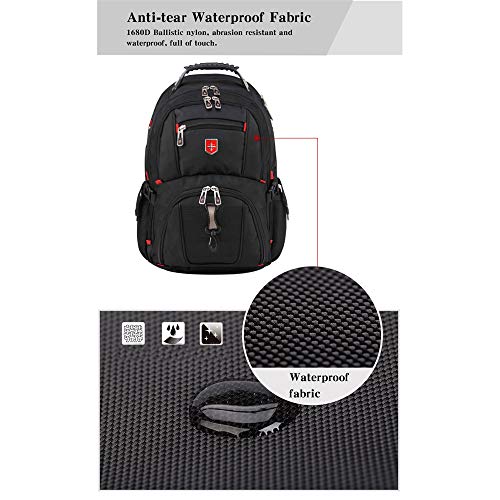 Hadishi Swiss Army Knife Mochila para Hombres Multifunción Gran Capacidad 15 Pulgadas Mochila para computadora Ocio Viajes Mochila Impermeable Negro,M
