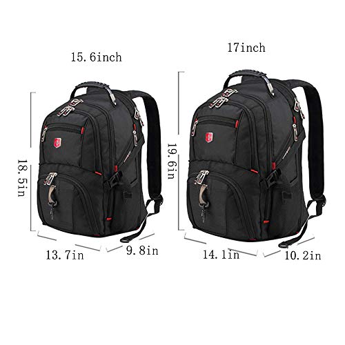 Hadishi Swiss Army Knife Mochila para Hombres Multifunción Gran Capacidad 15 Pulgadas Mochila para computadora Ocio Viajes Mochila Impermeable Negro,M